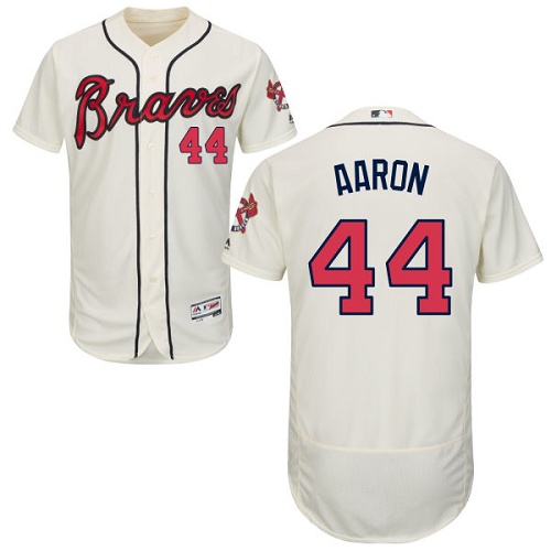Braves #44 Hank Aaron Cream Flexbase Authentic Collection Stitched MLB Jersey